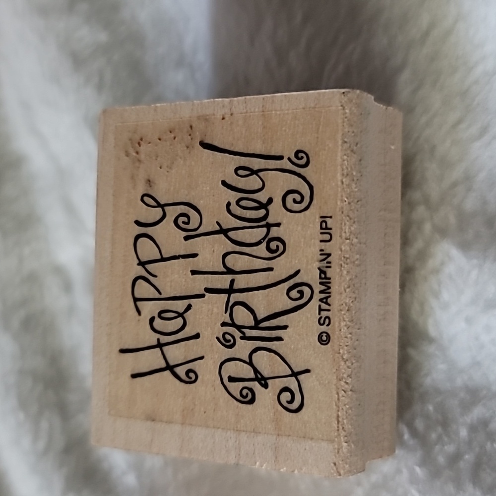 Phrase:Happy Birthday, Wooden Rubber Stamp